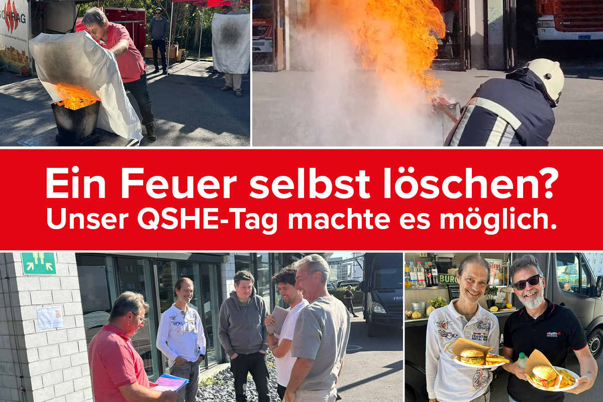Ein Feuer selbst löschen? Unser QSHE-Tag machte es möglich.