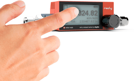 Battery Powered Digital Mass Flow Meters for Gases red-y compact series with touch display