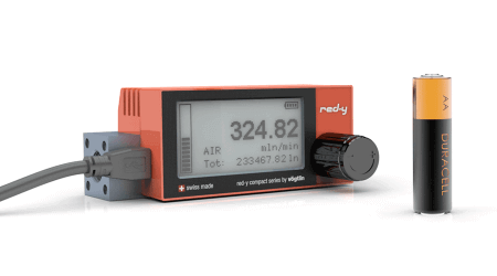 Battery Powered Digital Mass Flow Meters for Gases red-y compact series USB