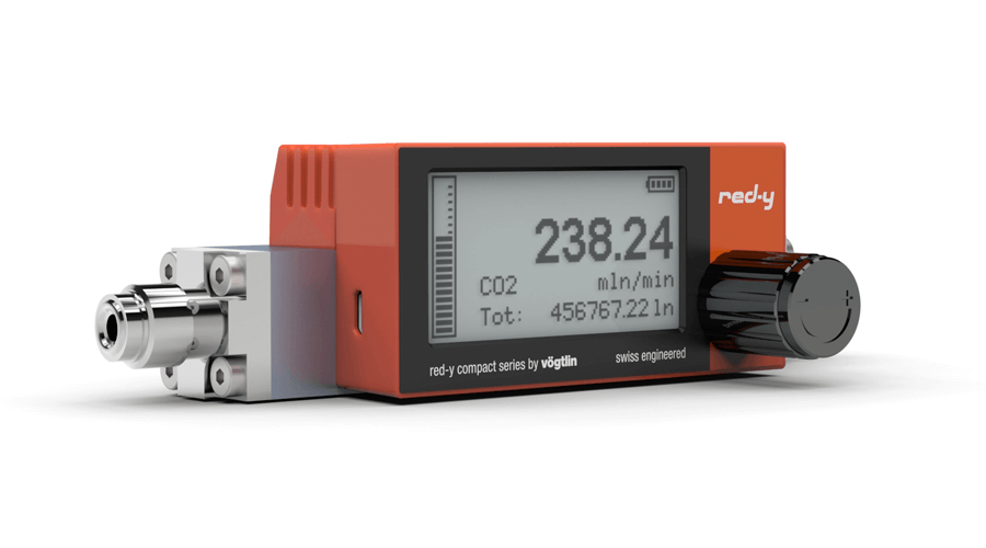 Battery powered digital mass flow meter red-y compact series with vacuum fittings