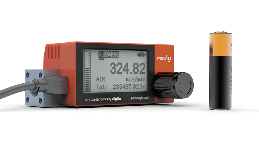 Battery powered digital mass flow meter red-y compact series with touch interface