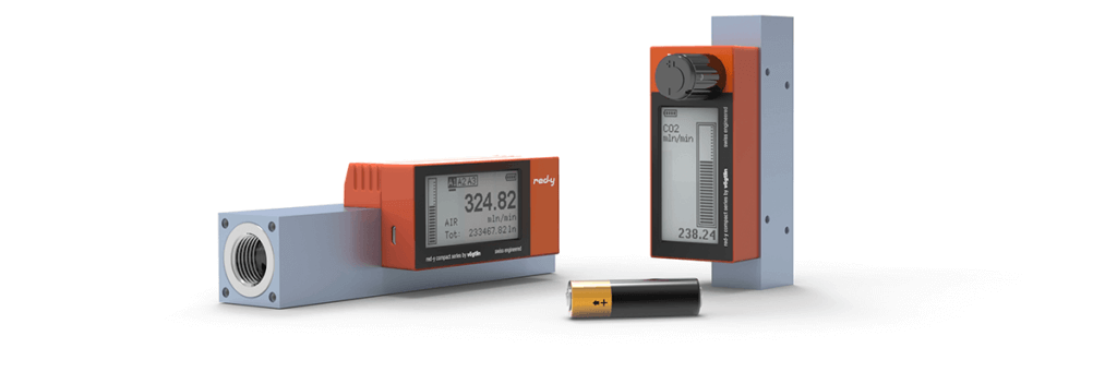 Battery Powered Digital Mass Flow Meters for Gases with Touch Display and USB-Interface